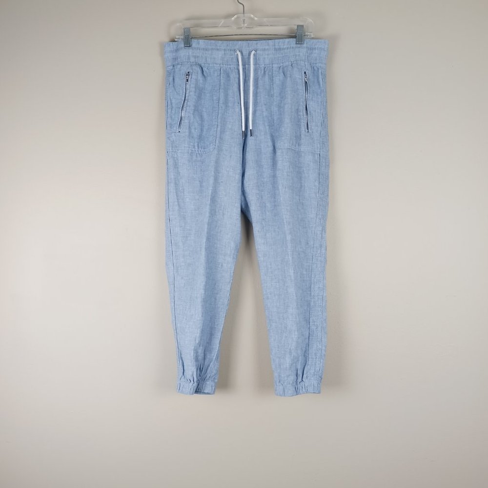 ATHLETA| Women's Light Blue 100% Linen Cabo Jogger Athleisure Pants Size 10P